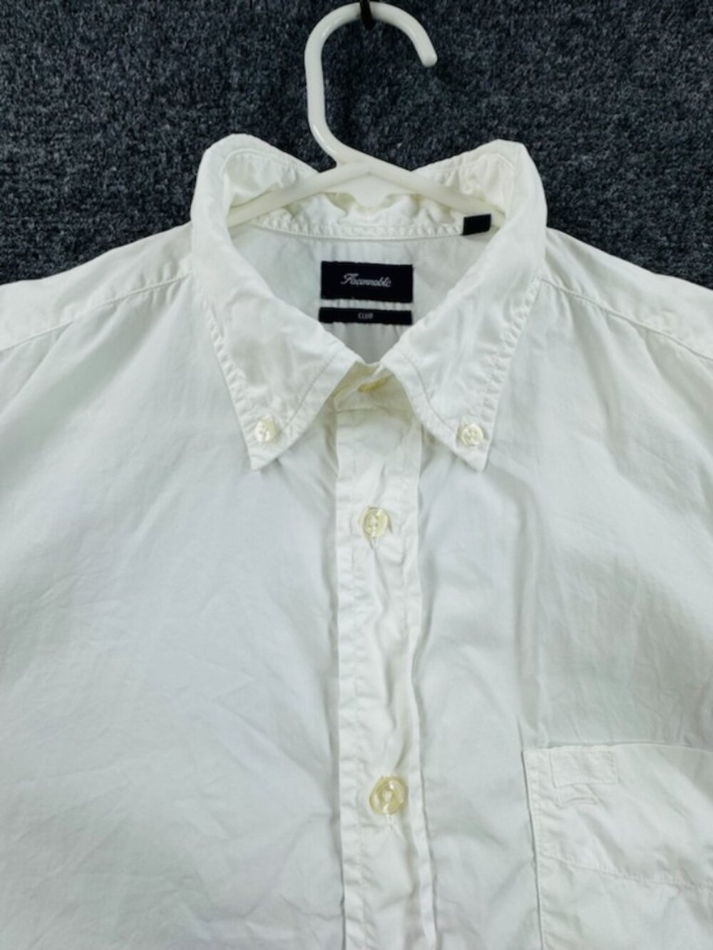 Faconnable Lightweight Mens White Club Button-Down Medium Short Sleeve Cotton